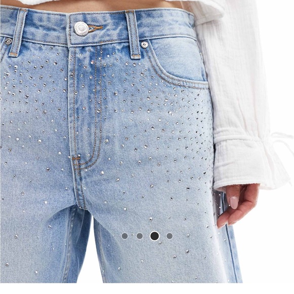 Bershka Light Blue Studded Jean Shorts - Picture 5 of 5